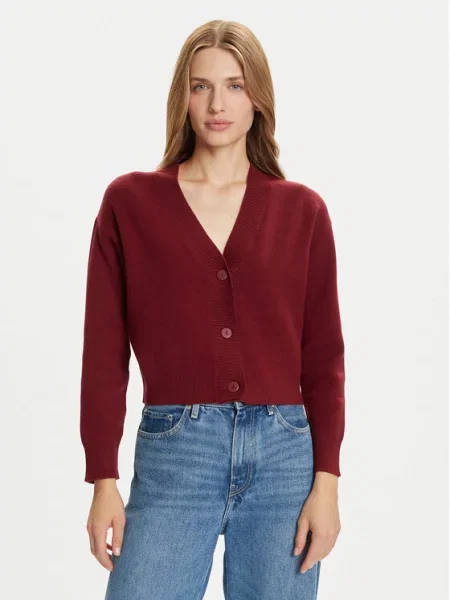 Vero Moda Pletena jopica Gold Art Bordo rdeča