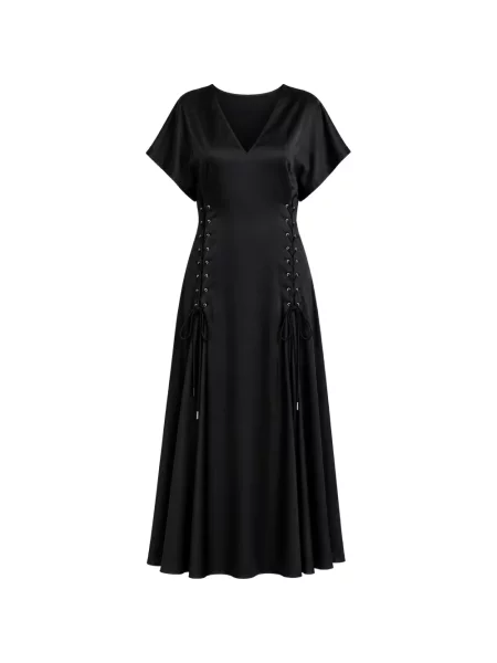 Rochie maxi Pinko cu șireturi din satin negru