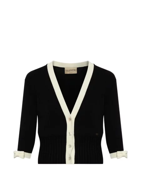 Cardigan Valentino Garavani cu funde tricotate negru