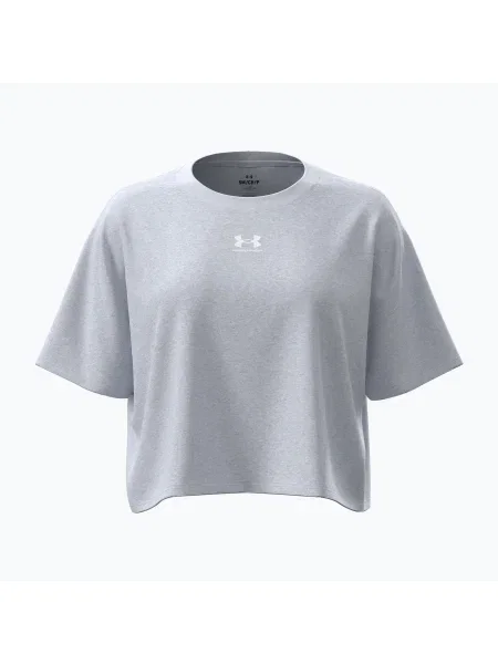 Tricou de antrenament pentru femei Under Armour Rival Boxy Tee Solid distant gray medium heather/white alb