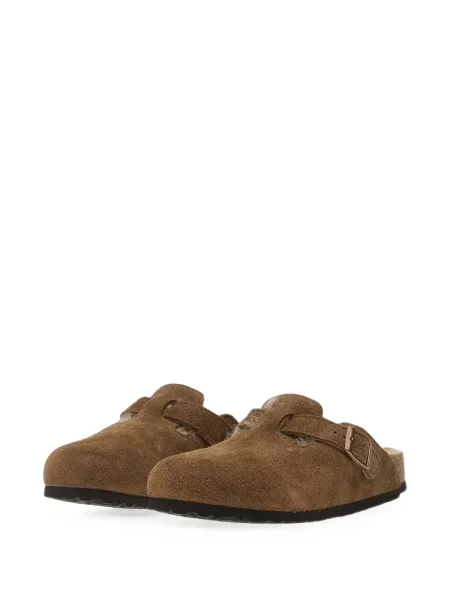 Saboți Birkenstock din piele de oaie maro