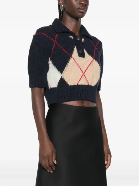 Decupat pulover N°21 cu model argyle albastru
