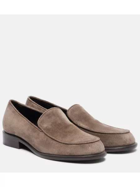 Pantofi loafer Khaite din piele de căprioară maro