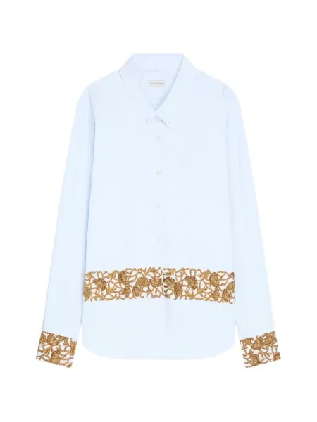 Cămașă Dries Van Noten din poplin albastru