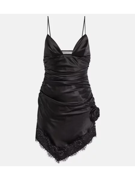 Satenast satenasta obleka Alessandra Rich črna