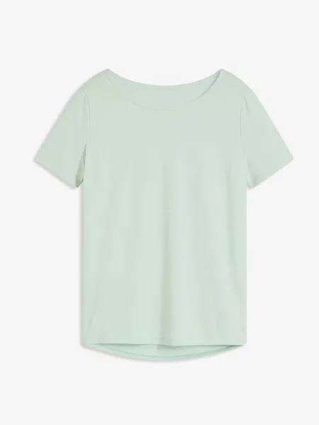 Długi T-shirt sportowy z wycięciem z tyłu zielona