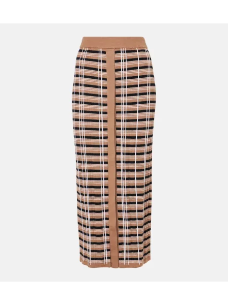 Fusta maxi Joseph de lână în carouri