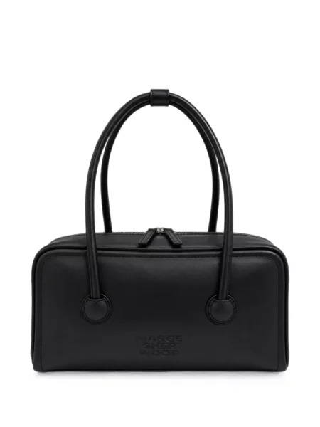 Geantă shopper Marge Sherwood din piele cu autograf negru