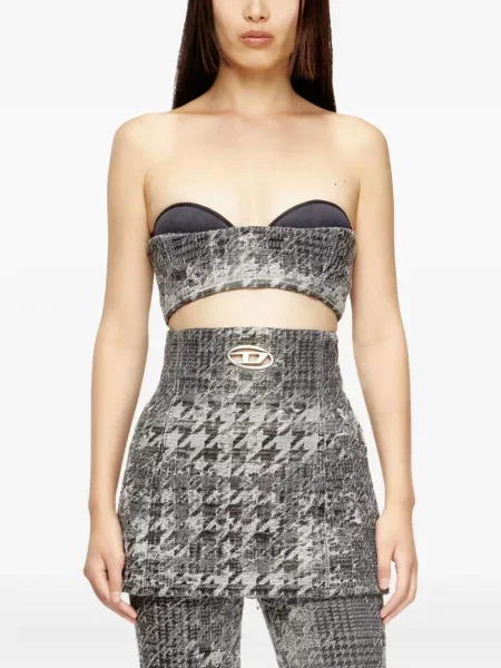 Bluzka Diesel żakardowa z gorsetem czarna