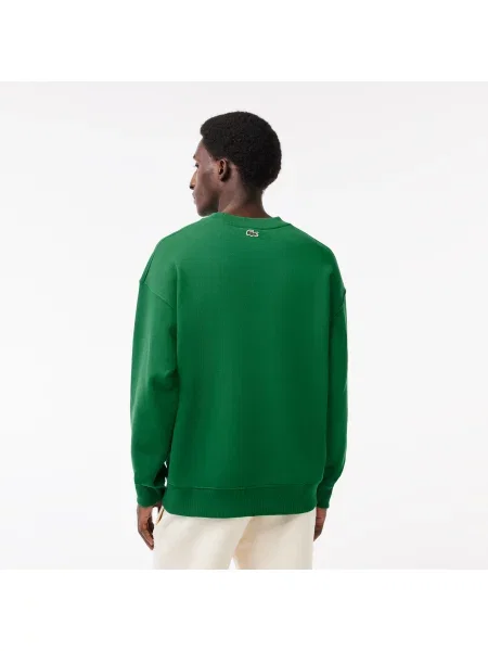 Lacoste Bluza Z Okrągłym Dekoltem Loose Fit zielona