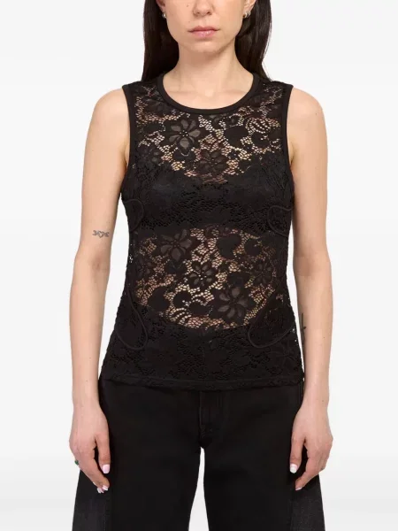 Top Eckhaus Latta din dantelă negru