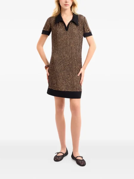 Mała sukienka koszulowa Gemy Maalouf z ćwiekami garniturowa brązowa