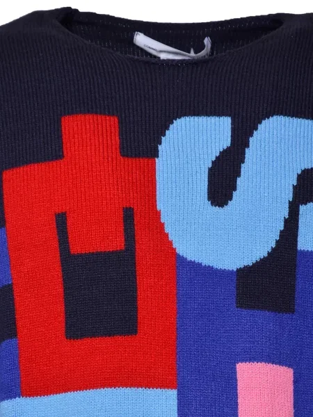 Пуловер Comme Des Garçons Shirt с принт с кръгло деколте синьо