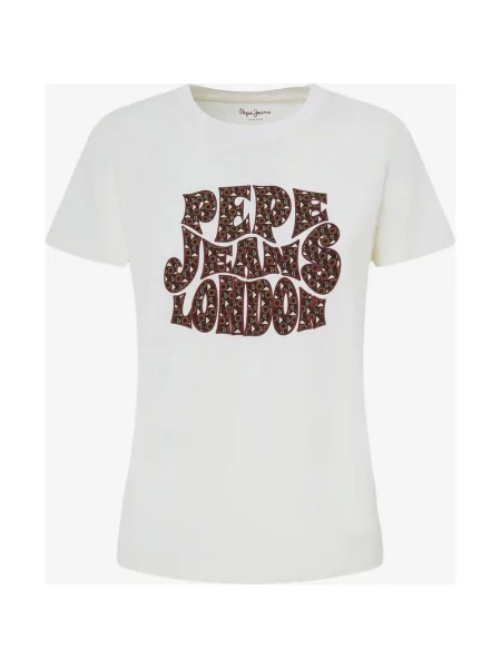 Koszulka Pepe Jeans Claritza z krótkim rękawem biało-czerwona XS biała