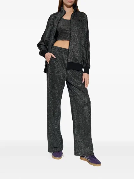 Prugasti prsluk Adidas od flisa s vezicama crvena