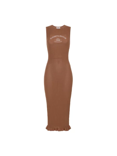 Sukienka midi Elisabetta Franchi z logo brązowa