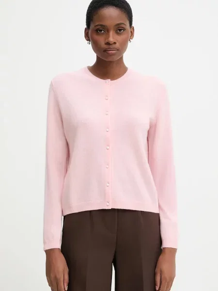 Вълнена жилетка United Colors of Benetton лилаво от лека материя розово