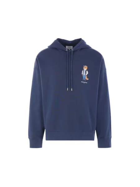 Bluza z kapturem Maison Kitsune z kapturem niebieska