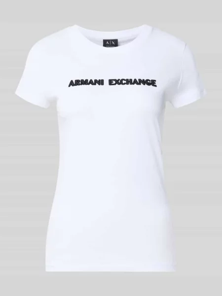 T-shirt o kroju slim fit z czystej bawełny Armani Exchange biała