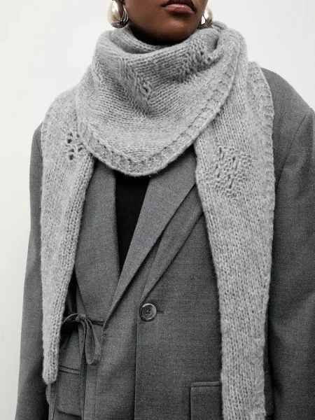 Шарф з вовною Answear.LAB однотонний сірий