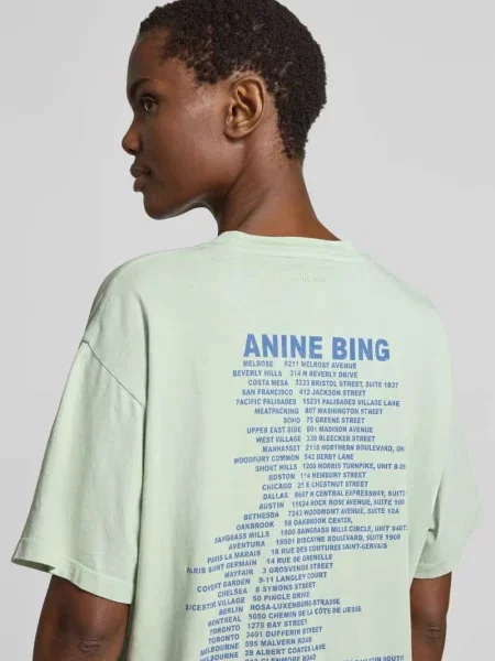 Oversize’owy T-shirt z nadrukiem logo Anine Bing zielona