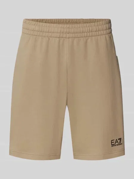 Szorty z elastycznym pasem i logo Ea7 Emporio Armani beżowe
