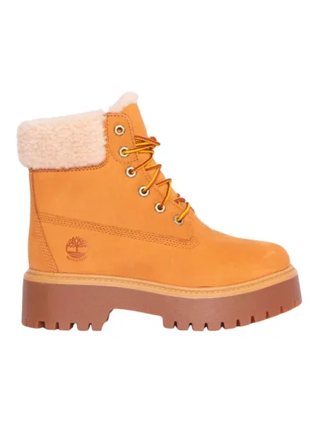 Botki Timberland skórzane na platformie w miejskim stylu żółte