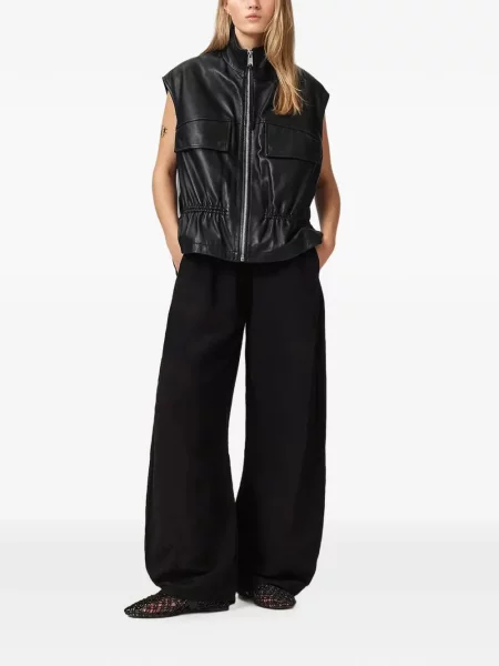 Vestă Allsaints din piele negru