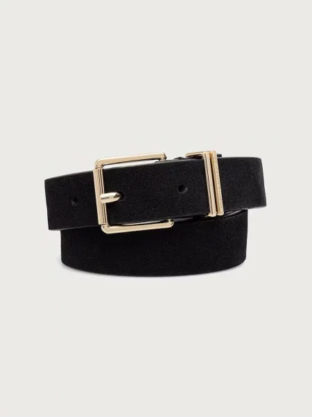 Tommy Hilfiger curea pentru femei din piele întoarsă negru