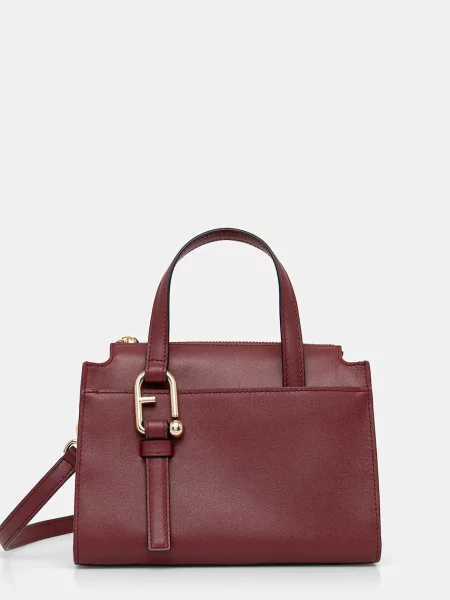 Кожена чанта Furla бордо