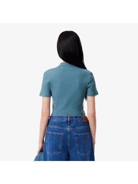 Lacoste Koszulka Polo Slim Fit W Prążki niebieska