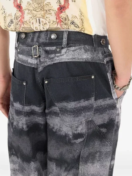 Pantaloni Roberto Cavalli cu imagine cu imprimeu abstract negru