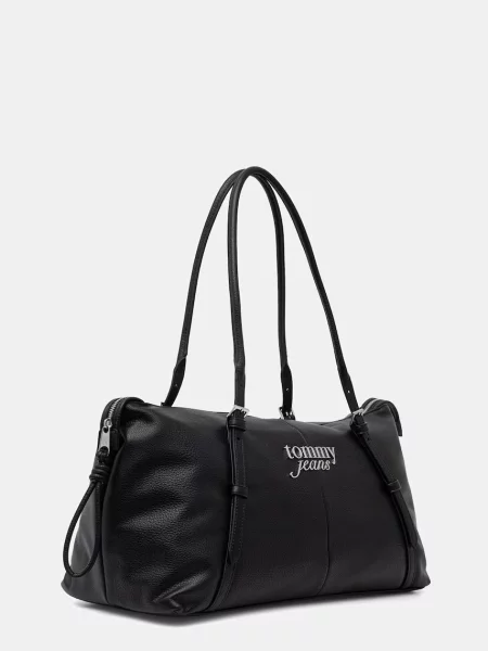 Kabelka Tommy Jeans Pebble Grain Metal Logo Tote Bag čierna