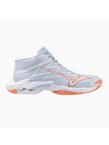 Încălțăminte de volei pentru femei Mizuno Wave Lightning Elite Mid blue finch/whitelava orange albastru