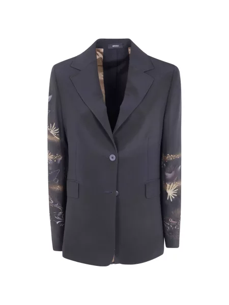 Sacou Ibrigu de mătase cu model floral cu imagine negru