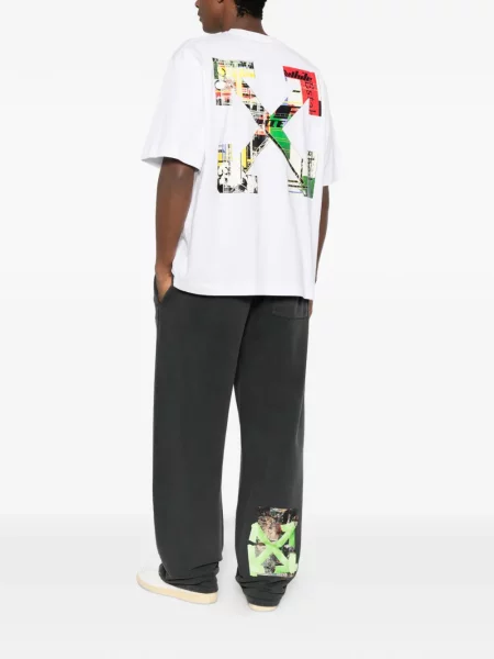 Τρέξιμο παντελόνι Off-white με σχέδιο με κορδόνι λευκό