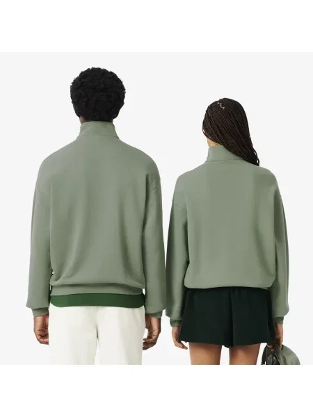 Lacoste Bluza Z Grubego Polaru Z Suwakiem Przy Szyi zielony