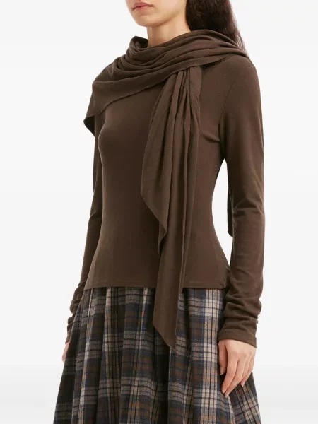 Długa bluzka B+ab drapowana brązowa