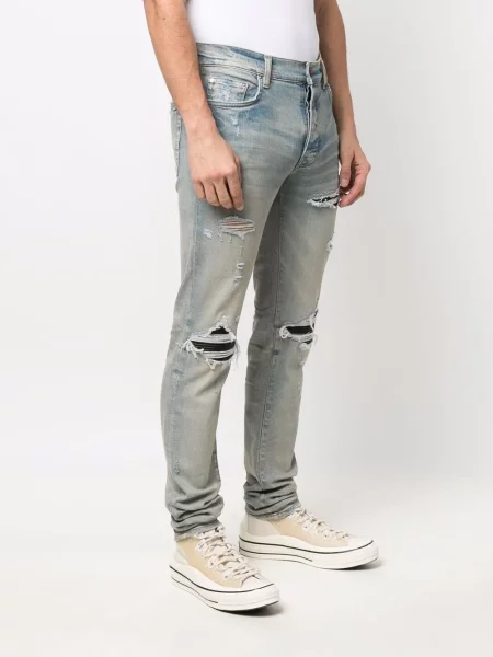 Skinny skinny džíny Amiri s dírami modré