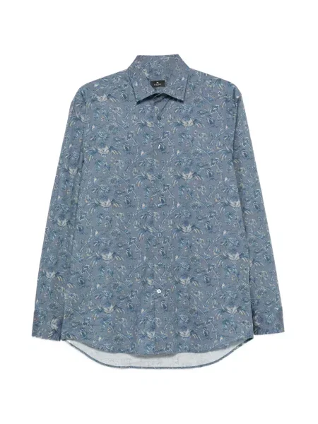 Lung cămașă Etro cu imagine cu model paisley albastru