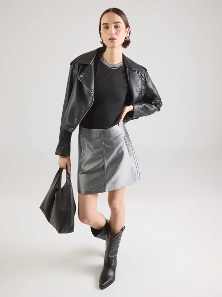 PIECES Tricou PCRIA / argintiu negru