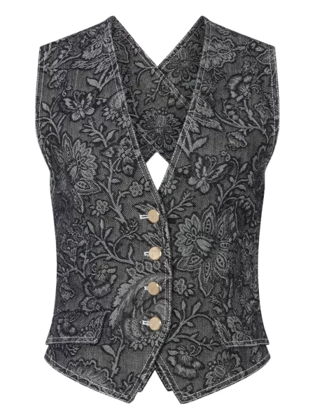 Kamizelka Temperley London w kwiatki z nadrukiem czarna