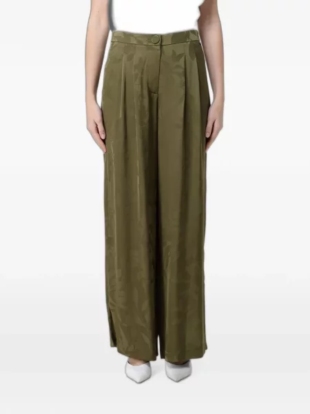 Pantaloni Armani Exchange din satin cu model floral cu imagine verde