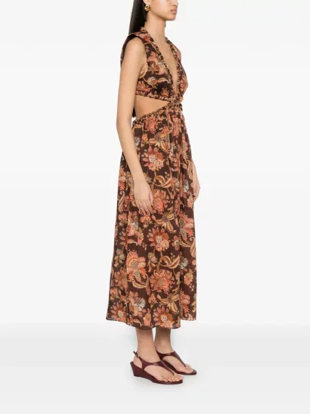Rochie Zimmermann cu model floral cu imagine maro