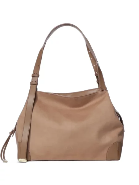 Shopper kabelka Armani Exchange s autogramem hnědá