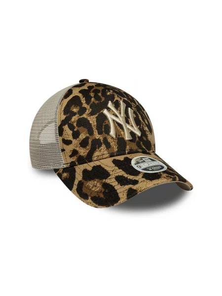 Șapcă New Era cu model leopard din piele de căprioară maro