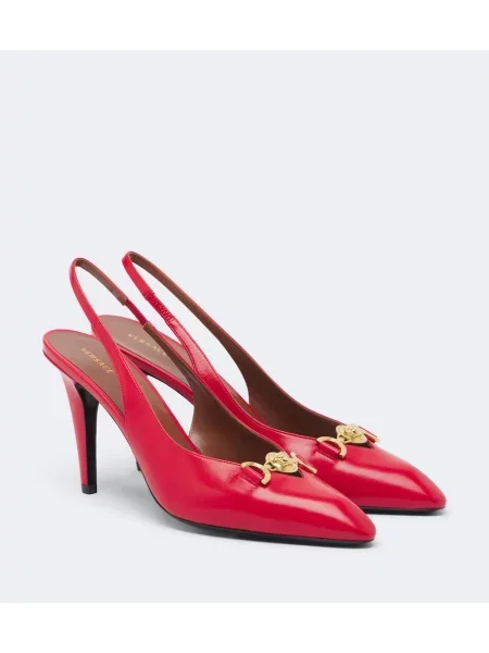 Pantofi cu toc Versace din piele slingback roșu