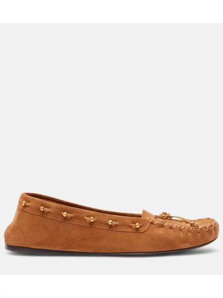 Mocasini Khaite din piele de căprioară bej
