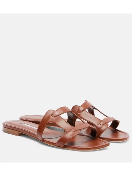 Sandale Manolo Blahnik din piele maro