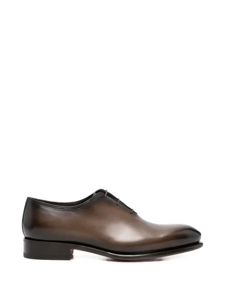 Pantofi loafer Santoni cu șireturi din dantelă maro